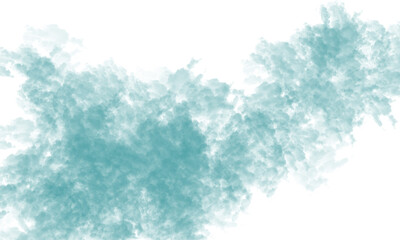 A cyan colored blotch with jagged edges against a black background in a digital rendering style