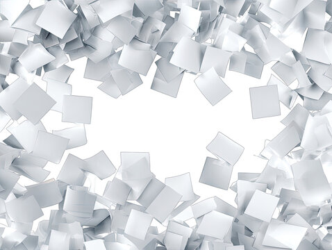 Fototapeta White cubes exploding from a black hole