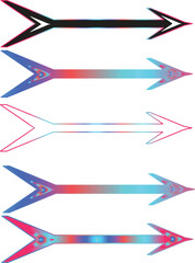 Fototapeta premium Colorful Arrow Set: Directional Graphics with Gradient Fills and Outlines on White Background