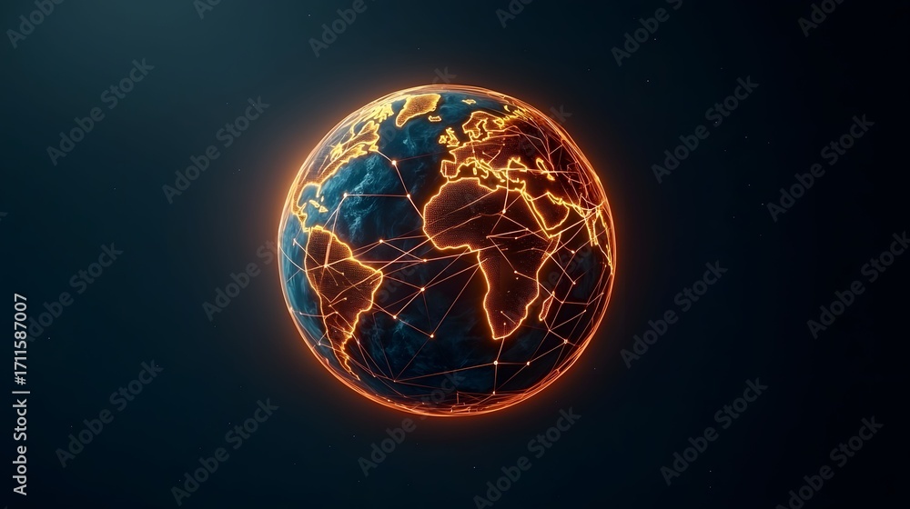 Poster the image features a glowing representation of planet earth against a dark background, with bright o