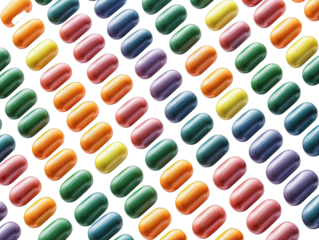Colorful, glossy, oblong shapes in a repeating pattern