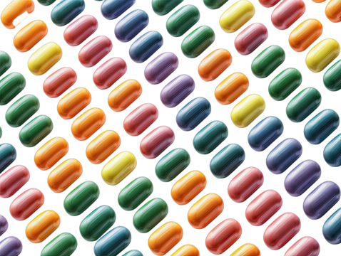 Colorful, glossy, oblong shapes in a repeating pattern