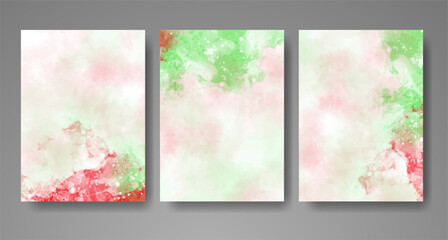 Set of cards with bright colorful vector watercolor background. Design for your date, postcard, banner.