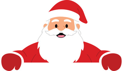 Smile Santa Claus Peeking Over, Cheerful Santa Claus Surprise, Merry Christmas with Santa Claus Character illustration
