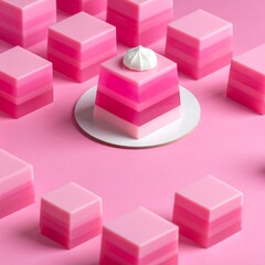 Fototapeta premium Pink layered cubes with a meringue
