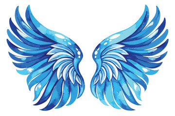 Obraz premium Blue watercolor wings on a white background representing freedom and creativity
