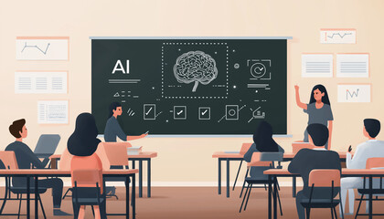 Artificial Intelligence Training Class with Teacher and Students