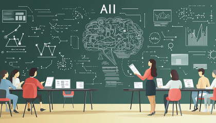 Artificial Intelligence Training Class with Teacher and Students