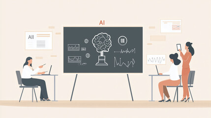 Artificial Intelligence Training Class with Teacher and Students