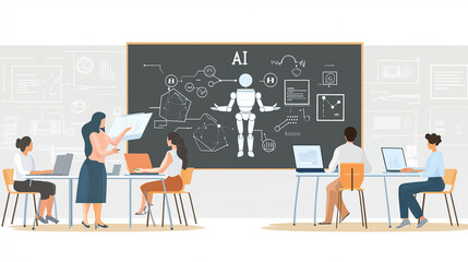 Artificial Intelligence Training Class with Teacher and Students
