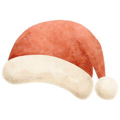 Watercolor Illustration of a Santa Hat