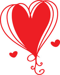 Red Heart Design Love, Romance Graphic Vector Illustration