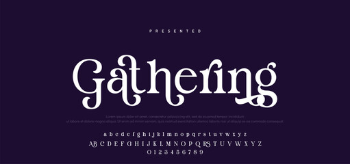 Premium luxury elegant alphabet letters and numbers. Vintage wedding typography classic serif font decorative vintage retro. creative vector illustration © Mark