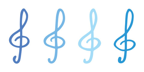 Fototapeta premium Set of treble clef doodle. Hand drawn musical symbol. Single element for print, web, design, decor, logo
