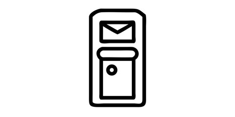 Mailbox icon with envelope slot in minimalist line art

