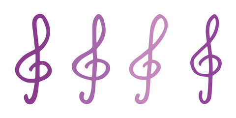 Fototapeta premium Set of treble clef doodle. Hand drawn musical symbol. Single element for print, web, design, decor, logo