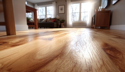 Obraz premium Close-up view of a light-brown wooden floor