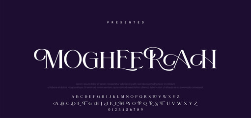 Premium luxury elegant alphabet letters and numbers. Vintage wedding typography classic serif font decorative vintage retro. creative vector illustration © Mark