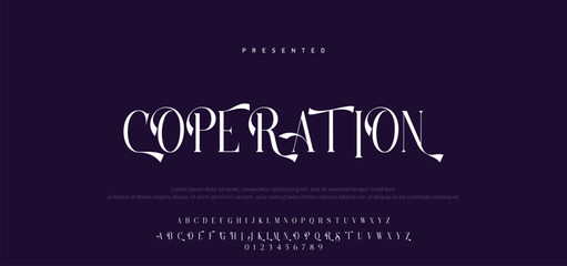 Premium luxury elegant alphabet letters and numbers. Vintage wedding typography classic serif font decorative vintage retro. creative vector illustration © Mark