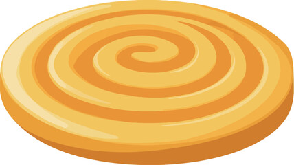 Fototapeta premium A digital illustration of a round, yellow candy with a prominent spiral pattern. The candy is depicted in a cartoonish style with a smooth, glossy texture. The color is a uniform, bright yellow,