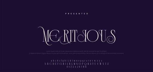 Premium luxury elegant alphabet letters and numbers. Vintage wedding typography classic serif font decorative vintage retro. creative vector illustration © Mark