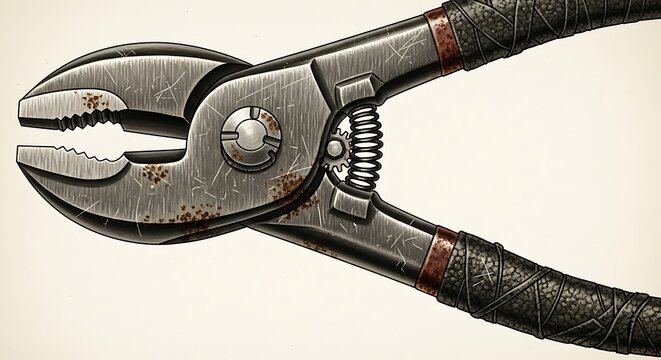 Rusty Pliers Close-up Tool Image.