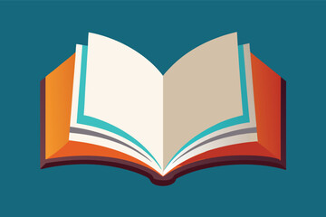 Open book design showcasing colorful pages on a teal background for creative projects and educational themes