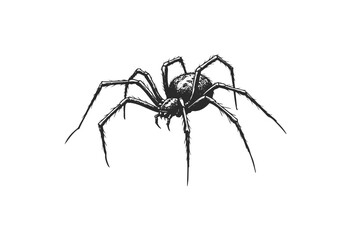 Obraz premium Detailed black and white illustration of a spider with long legs - stock vector