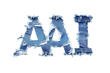 Denim letter aai isolated on transparent background, showcasing a unique and textured design, perfect for adding a rustic and stylish touch to your creative projects