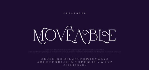 Premium luxury elegant alphabet letters and numbers. Vintage wedding typography classic serif font decorative vintage retro. creative vector illustration © Mark