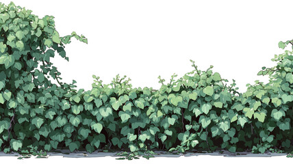 A digital illustration depicting a dense, lush green ivy hedge. The ivy leaves are depicted in varying shades of green, creating a textured appearance. The hedge is presented against a plain white