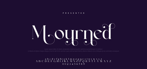 Luxury alphabet letters font and number. Typography elegant wedding classic lettering serif fonts decorative vintage retro concept. vector illustration © Mark