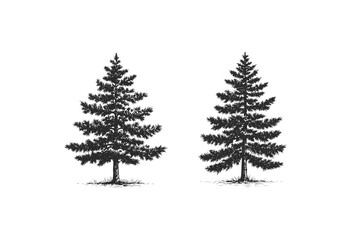 Obraz premium Two detailed evergreen trees - stock vector