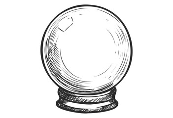 Hand-drawn sketch of a mystical crystal ball on a stand - stock vector