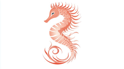A stylized illustration of a seahorse. The seahorse is depicted in shades of light orange and pink, with intricate detailing suggesting a coral-like texture. The illustration is presented against a