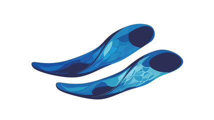 The image contains two abstract, stylized wave-like forms rendered in shades of blue. The forms are depicted against a white background.  The blue coloration shows a subtle variation in tone,