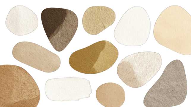 Abstract arrangement of textured, rounded shapes