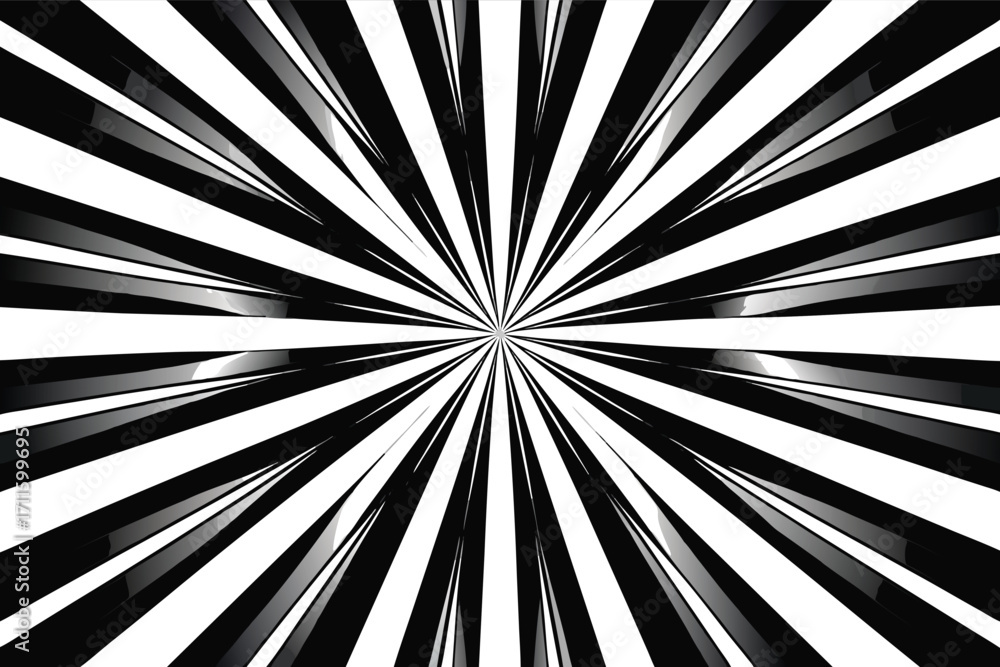 Aufkleber black and white abstract pattern with dynamic lines radiating from the center creating a striking vi