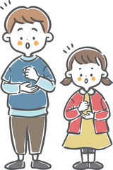 納得理解する男の子と女の子　全身　ベクター
