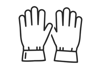 Obraz premium Simple black and white outline of pair of gloves - stock vector