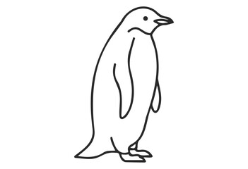 Obraz premium Simple black outline of penguin standing upright - stock vector