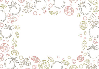 Delicate tomato and basil border for a fresh summer menu design.