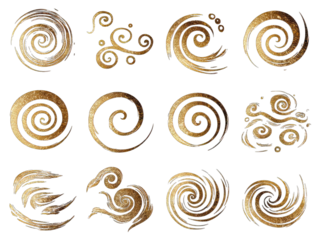Gold spiral and cloud motifs