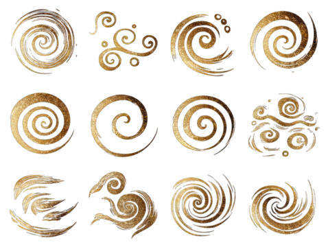 Gold spiral and cloud motifs