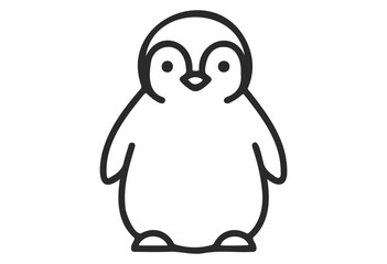 Obraz premium Cute black and white cartoon penguin sketch with minimalist design - stock vector