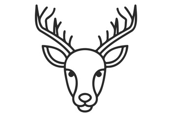 Fototapeta premium Simple black and white outline of a deer head with antlers - stock vector