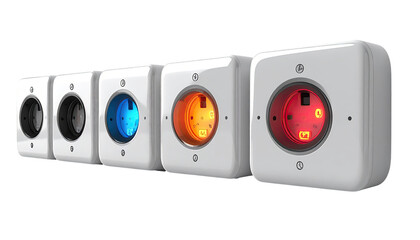 Modern electrical outlets in a row