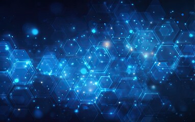 Abstract digital hexagon network, futuristic technology background.