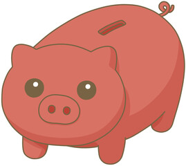 Cute Red Piggy Bank Illustration