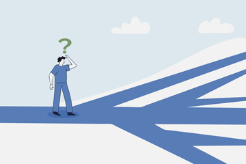 businessman who thinks in several ways to make decision.